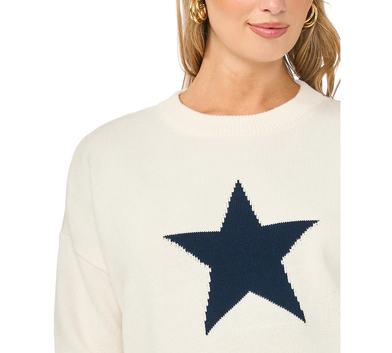 Vince Camuto Women's Star Motif Crewneck Sweater