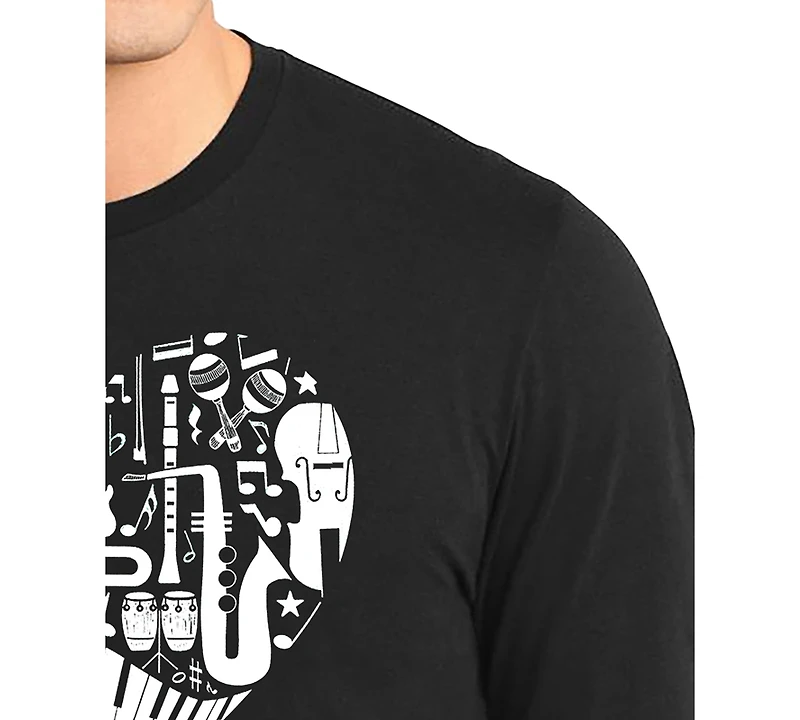La Pop Art Men's Music Instruments Heart Word Long-Sleeve T-Shirt