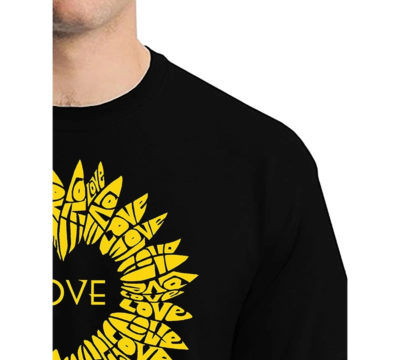La Pop Art Men's Love Sunflower Word T-Shirt