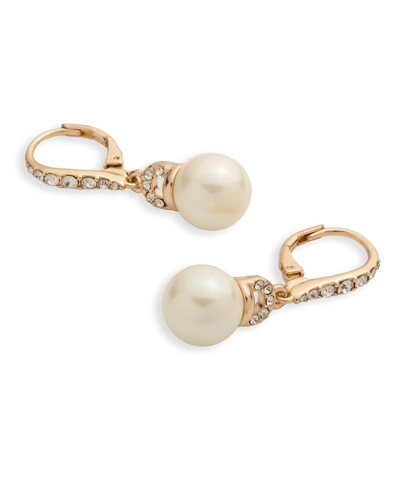Lauren Ralph Lauren Gold-Tone Pave & Imitation Pearl Drop Earrings