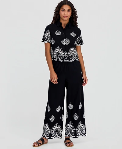 And Now This Petite Cotton Cutwork Camp Shirt, Macy's Exclusive