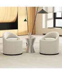 Slickblue 360degree(s) Swivel Upholstered Barrel Chair with Hidden Storage for Vanity and Makeup