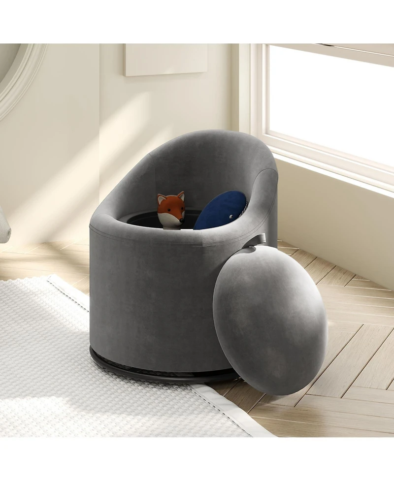 Slickblue 360degree(s) Swivel Upholstered Barrel Chair with Hidden Storage for Vanity and Makeup