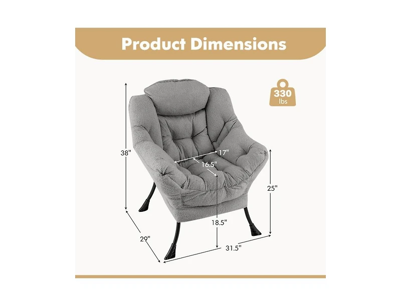 Slickblue Cozy Sherpa Accent Chair with Head Pillow Upholstered Design