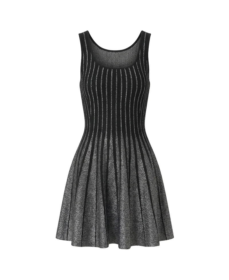 Modenaire Women's Sleeveless Rib-Knit Flared Mini Dress