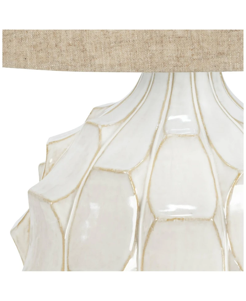 Possini Euro Design Cosgrove Modern Mid Century Table Lamp 26 1/2" High Glazed Ceramic with Table Top Dimmer Linen Drum for Bedroom