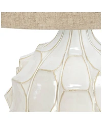 Possini Euro Design Cosgrove Modern Mid Century Table Lamp 26 1/2" High Glazed Ceramic with Table Top Dimmer Linen Drum for Bedroom