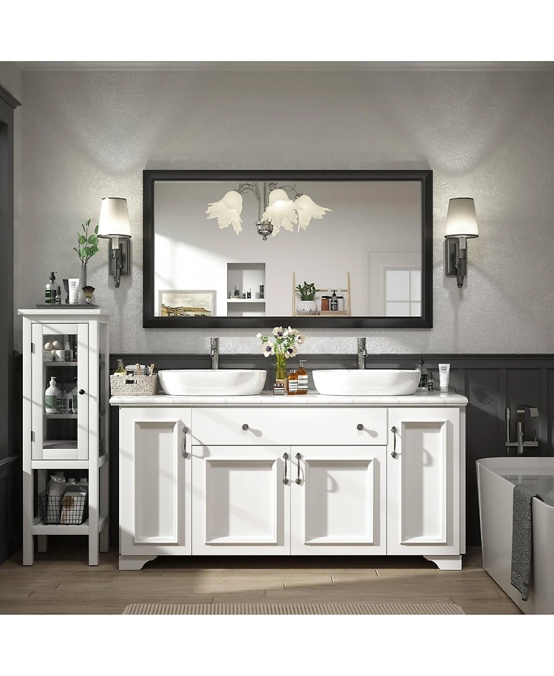 Apmir 55" x 30" Inch Thick Metal Framed Wall Mirrors for Bedroom