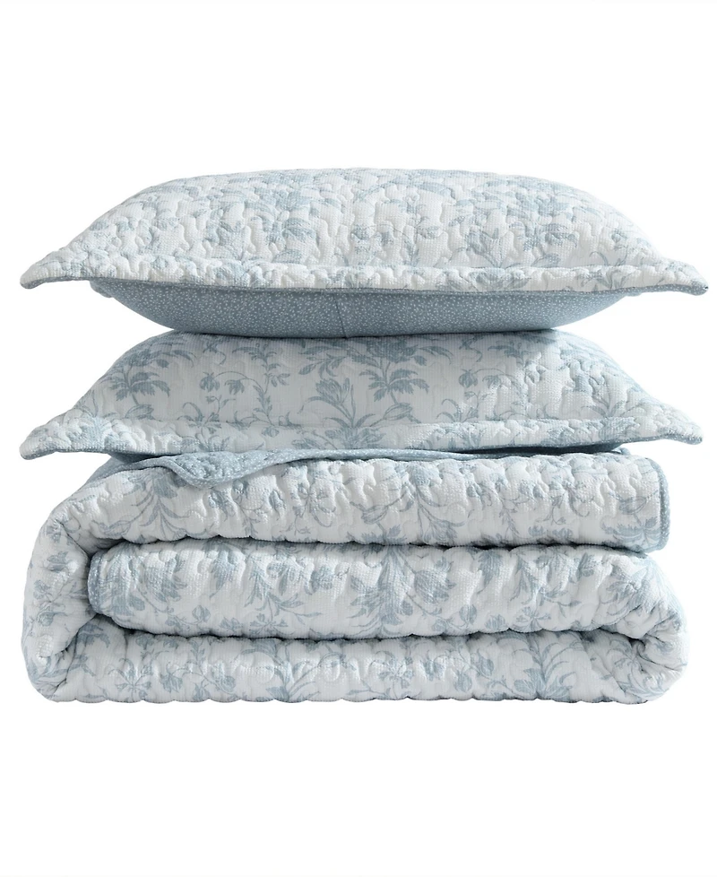 Laura Ashley Amberly Seersucker 3-Pc. Quilt Set