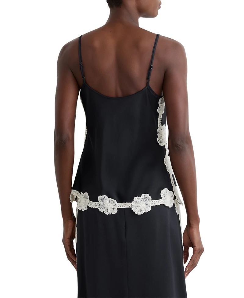Reiss Women's Satin Floral-Lace Trim Cami Top