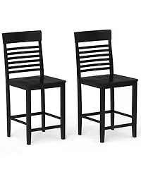 Slickblue Solid Wood Dining Chairs Set of 2 with Footrests, Comfortable Kitchen Seating