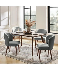 Hulala Home Davia Mid-Century Modern Upholstered Dining Chair with Solid Wood Leg