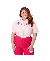 Unique Vintage Plus 1940s Collared Blouse