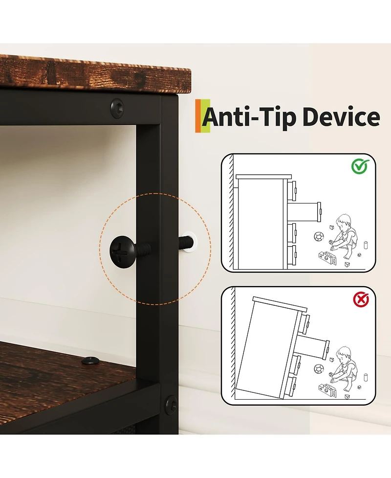 gaomon 63" Dresser with 12 Drawers, Tv Stand for 55-70 Inch Tv, Fabric Dresser for Living Room, Long Chest of Drawers with Open Shelves