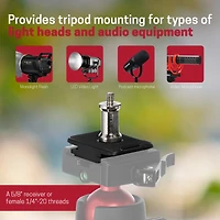 3Pod Baby Pin Plate, Arca and RC2 Compatible, Convert Your Tripod to a Light Stand with Multi-Mount Tripod Plate