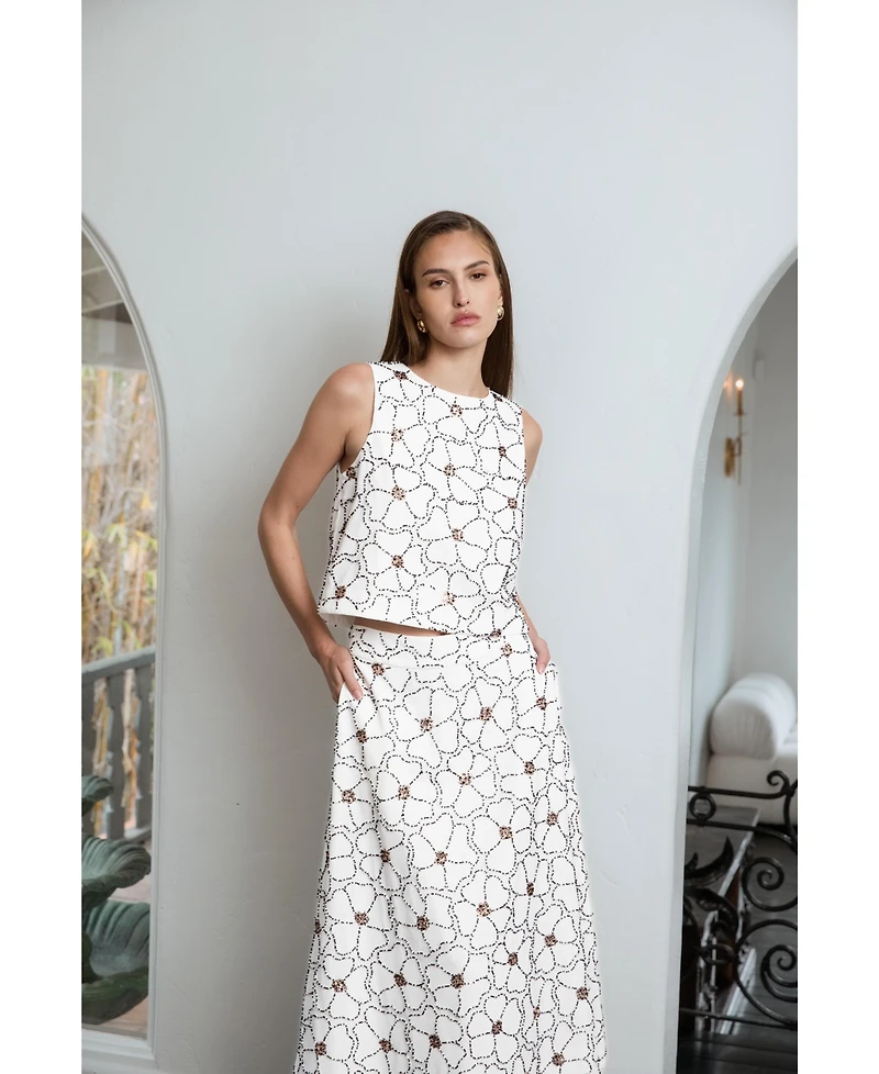 endless rose Women's Floral beaded Sleeveless top