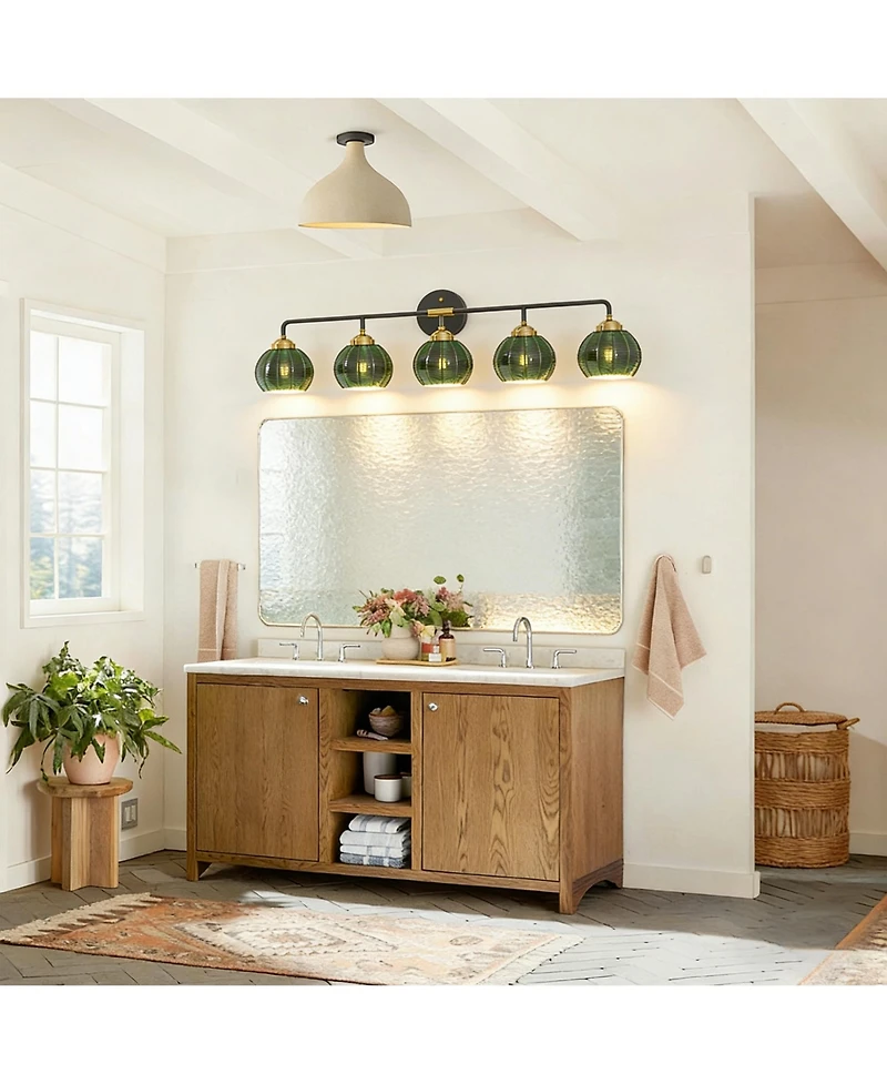 Busdays 5 Light Bathroom Vanity Light Fixture Modern Wall Light with Glass Shades for Mirror Kitchen Dining Room Bedroom Bulb Not Included