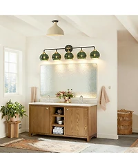 Busdays 5 Light Bathroom Vanity Light Fixture Modern Wall Light with Glass Shades for Mirror Kitchen Dining Room Bedroom Bulb Not Included