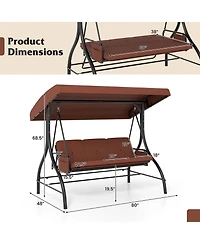 Sugift 3-Piece Patio Swing Set with Canopy and Removable Cushions