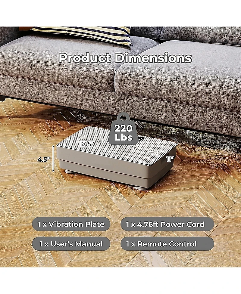 Sugift 17.5 in Vibration Plate with Gravity Sensor and Speed Control