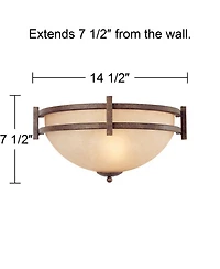 Franklin Iron Works Mission Wall Light Sconces Set of 2 Bronze Hardwired 14 1/2" Fixture Cream Scavo Glass for Bedroom Bathroom