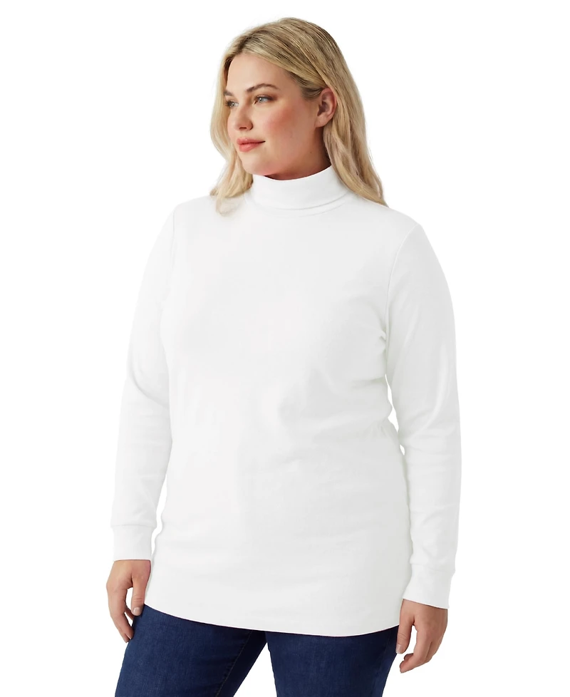Woman Within Women's Perfect Long-Sleeve Mockneck Tee