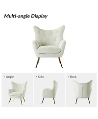 Hulala Home Avianna Wide Tufted Velvet Wingback Chair