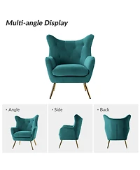 Hulala Home Avianna Wide Tufted Velvet Wingback Chair