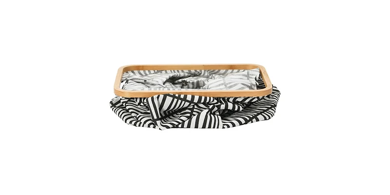 Household Essentials Bamboo Rimmed Rectangular Krush Container Hamper with Cutout Handles