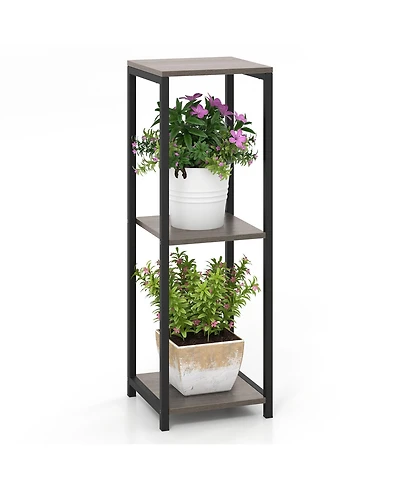 Gymax 3 Tier Tall Metal Plant Stand Corner Plant Holder with Metal Frame
