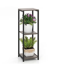 Gymax 3 Tier Tall Metal Plant Stand Corner Plant Holder with Metal Frame