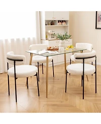 Slickblue Modern Boucle Dining Chair Set of 4 with Curved Back and Metal Frame Legs