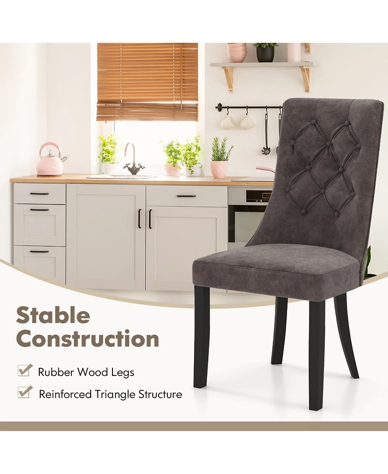 Slickblue Upholstered Tufted Dining Chairs Set of 2, High Back Support and Soft Seat