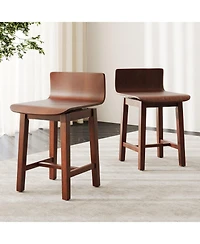 Slickblue Set of 2 Swivel Dining Chairs with Low Backrest and Ergonomic Curved Seat