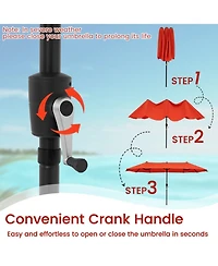 Gouun 13 ft Double-Sided Table Market Umbrella with Crank Handle and 12-Rib Frame