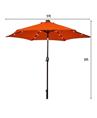 Sugift 9 ft Solar Led Patio Market Umbrella with Tilt and Crank