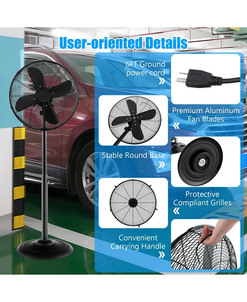 Mecale 16 Inch Pedestal Standing Fan Oscillating 3-Speed Adjustable Height