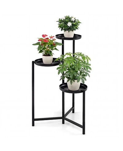 Gymax Metal Plant Stand Indoor Outdoor Tall Corner Flower Pot Holder Display Rack