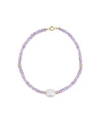 The Lovery Amethyst Bead Pearl Bracelet 14K Yelow Gold