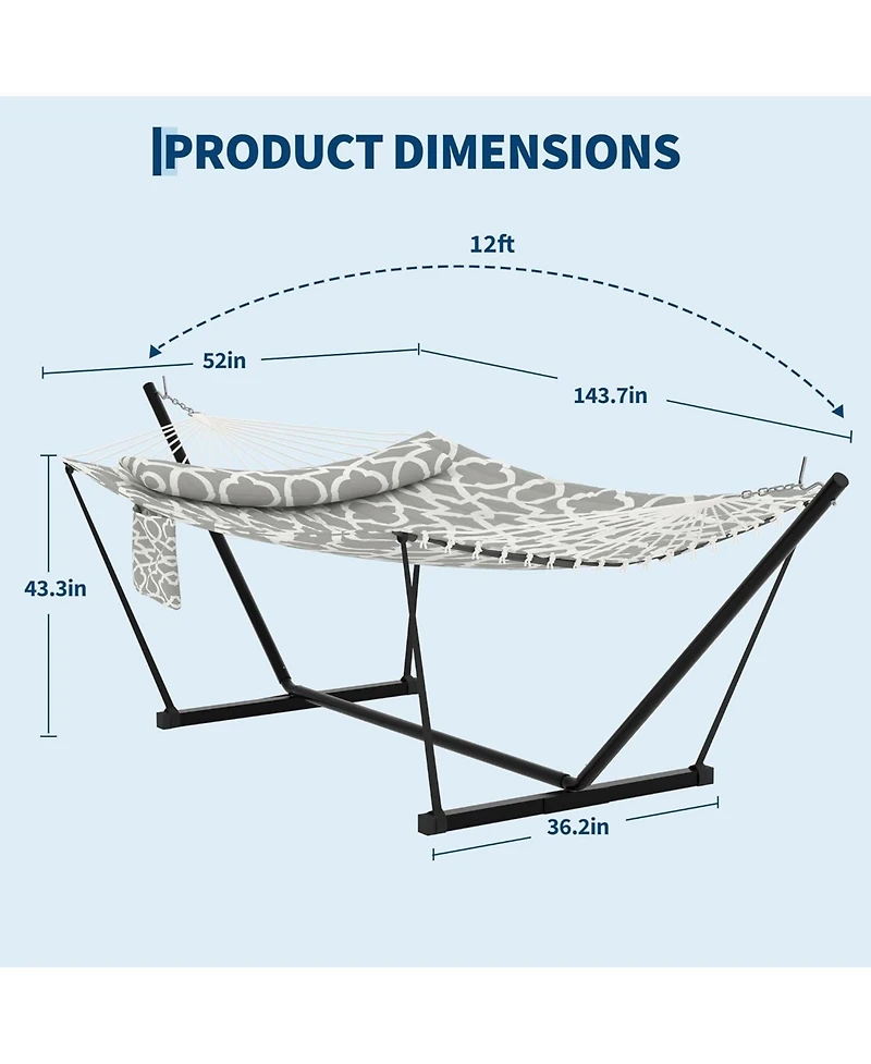 gaomon Portable Double Hammock with Stand for Outdoor Patio, Garden, Beach, Backyard