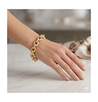 Simona Pave Cz and Polished Oval Link Bracelet
