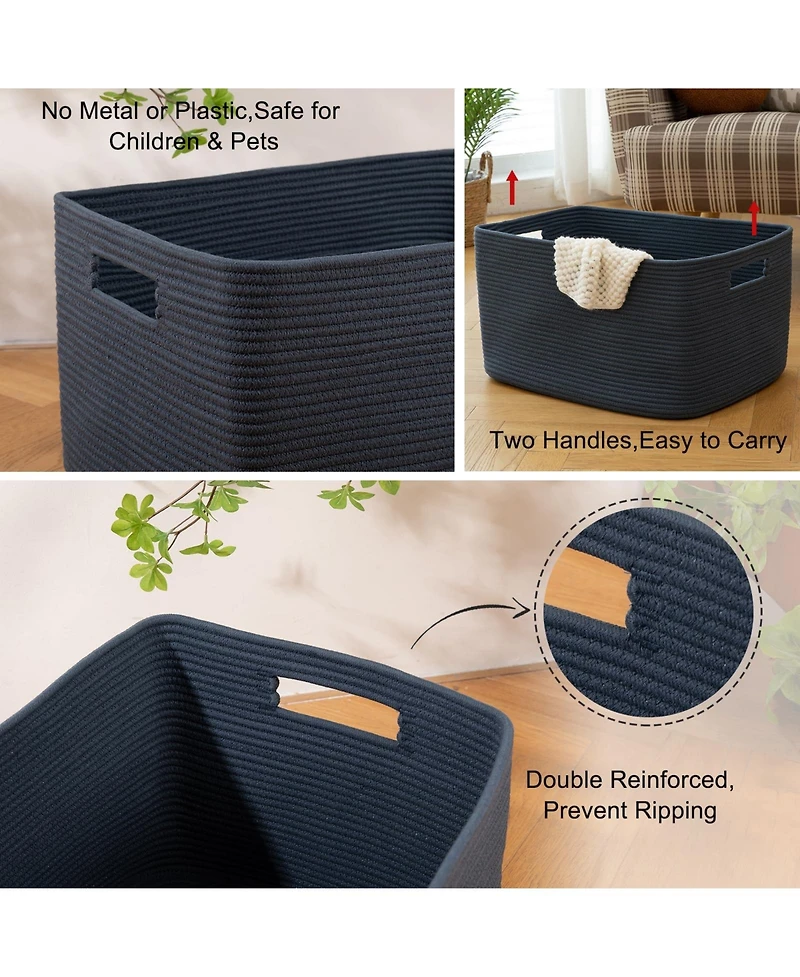 Gnuadz Large Woven Cotton Rope Storage Basket with Handle Gift