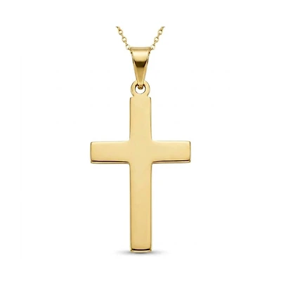 Curata Jewelry Solid 18k Yellow Gold Small Flat Square Cross Pendant