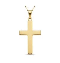 Curata Jewelry Solid 18k Yellow Gold Small Flat Square Cross Pendant