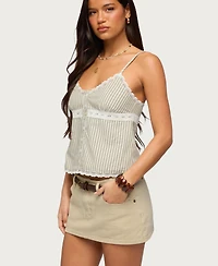 Edikted Women's Elodie Lacey Striped Tank Top