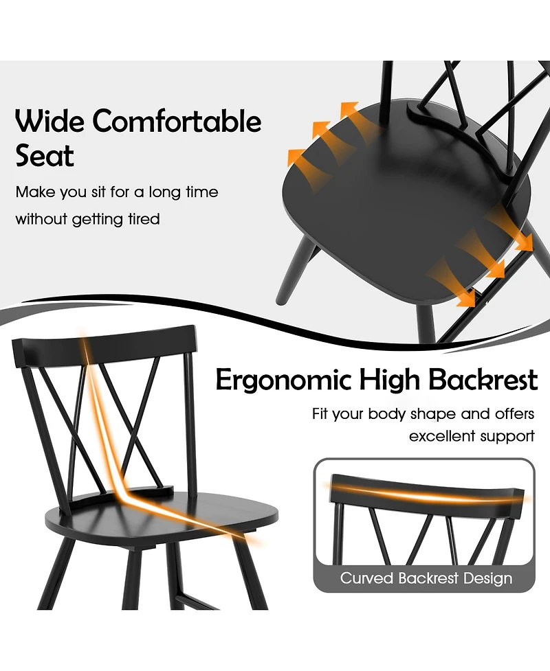 Slickblue Set of 2 Farmhouse Dining Chairs with Solid Rubber Wood Frame for Kitchen and Room