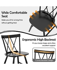 Slickblue Set of 2 Farmhouse Dining Chairs with Solid Rubber Wood Frame for Kitchen and Room