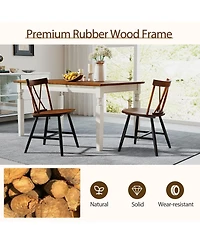 Slickblue Set of 2 Farmhouse Dining Chairs with Solid Rubber Wood Frame for Kitchen and Room