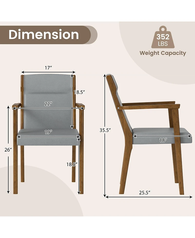 Slickblue Set of 2 Wooden Accent Chairs with Upholstered High Back and Soft Cushion Seating