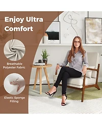 Slickblue Modern Upholstered Accent Chair with Rubber Wood Arms and Removable Backrest